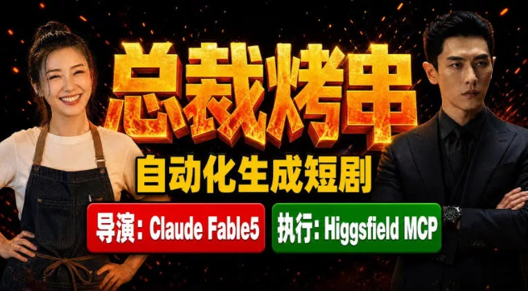 Claude Fable5担任导演+Higgsfield MCP落地执行|《总裁烤串》真人质感短剧全自动AI生成全流程教学-知云阁资源站