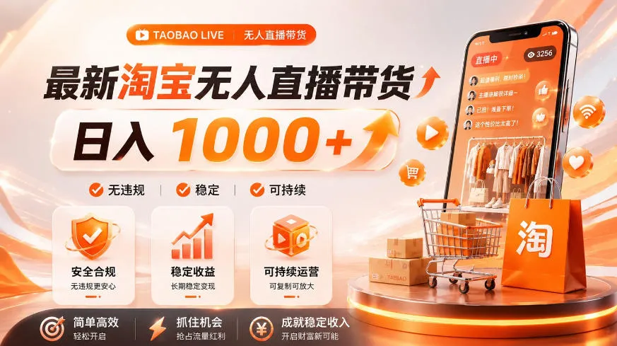 拒绝死工资!淘宝无人直播,让你睡觉都在进账,单设备日入1k+普通人的变现蓝海【揭秘】-知云阁资源站
