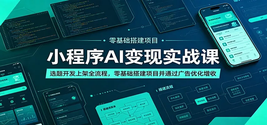 小程序AI变现实战课:选题开发上架全流程,零基础搭建项目并通过广告优化增收-知云阁资源站