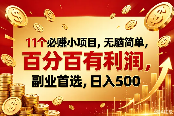 （18851期）11个必赚的小项目，百分百赚元子，无脑简单，副业首选，日入500+-知云阁资源站