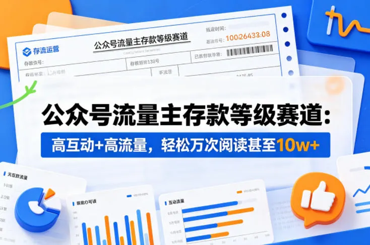 公众号流量主之存款等级赛道,高互动+高流量,轻松达到万次阅读,甚至10w+-知云阁资源站