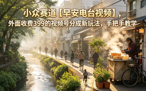 小众赛道【早安电台视频】,外面收费399的视频号分成新玩法,手把手教学-知云阁资源站