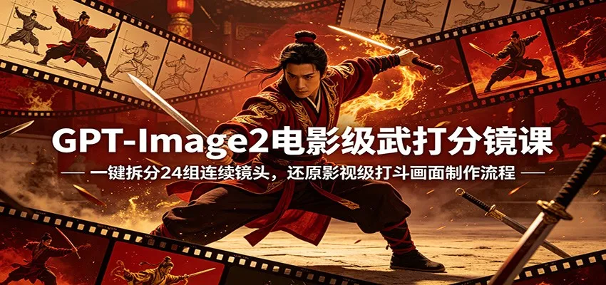 GPT-Image2电影级武打分镜课:一键拆分24组连续镜头,还原影视级打斗画面制作流程 GPT-Image2电影级武打分镜课:一键拆分24组连续镜头,还原影视级打斗画面制作流程