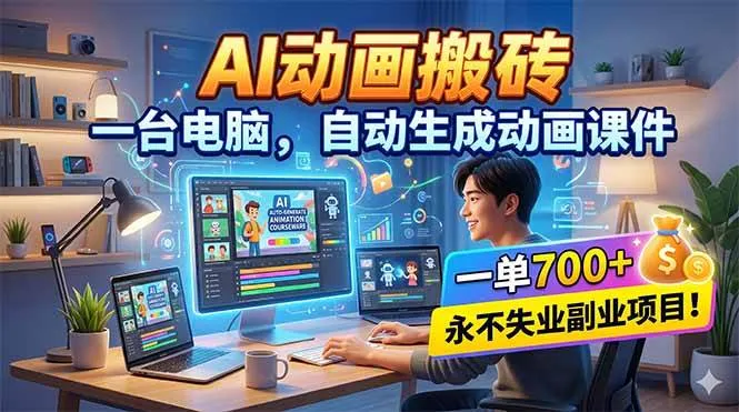 (18239期)AI动画搬砖,一台电脑,自动生成动画课件,一单800+ 永不失业副业项目!-知云阁资源站