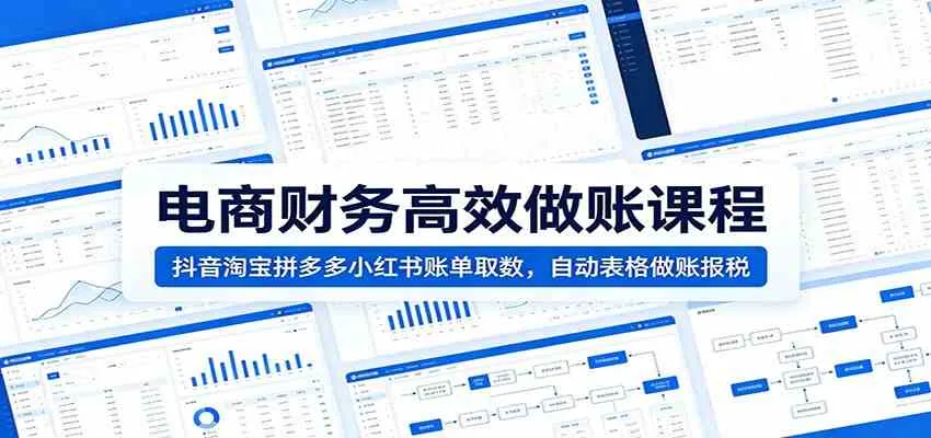 电商财务高效做账课程:抖音淘宝拼多多小红书账单取数,自动表格做账报税-知云阁资源站
