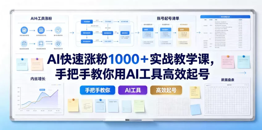 AI快速涨粉1000+实战教学课,手把手教你用AI工具高效起号-知云阁资源站