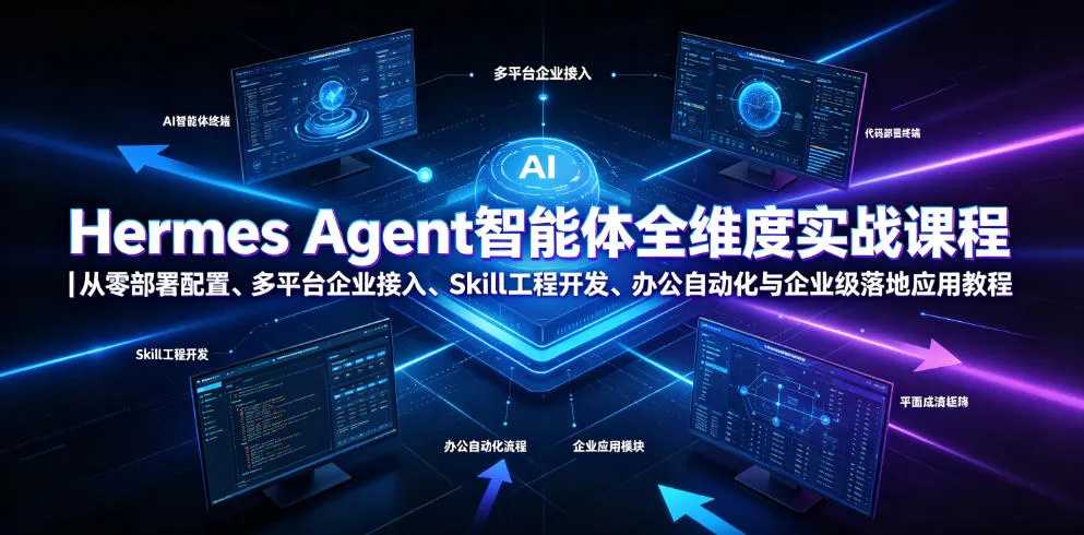 Hermes Agent智能体全维度实战课程|从零部署配置、多平台企业接入、Skill工程开发、办公自动化与企业级落地应用教程-知云阁资源站