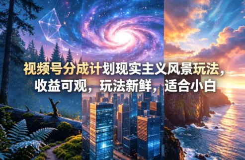 视频号分成计划现实主义风景玩法，收益可观，玩法新鲜，适合小白-知云阁资源站