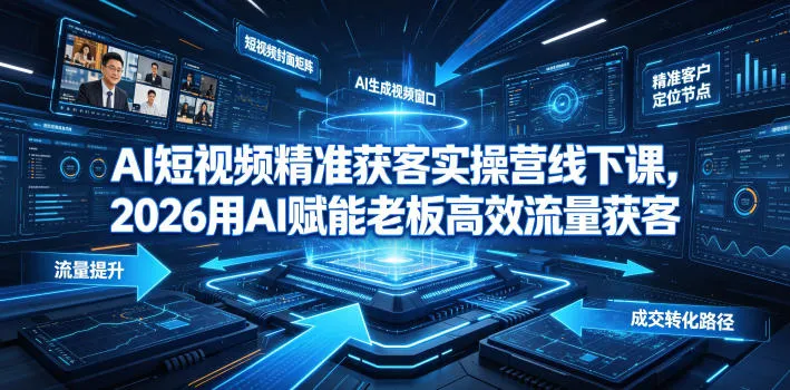 AI短视频精准获客实操营6月10-14号线下课，2026用AI赋能老板高效流量获客-知云阁资源站