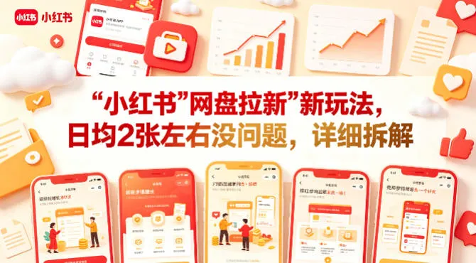 小红书【网盘拉新】新玩法，日均2张左右没问题，详细拆解-知云阁资源站