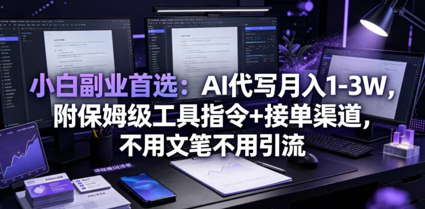 小白副业首选：AI代写月入1-3W，附保姆级工具指令+接单渠道，不用文笔不用引流【揭秘】-知云阁资源站