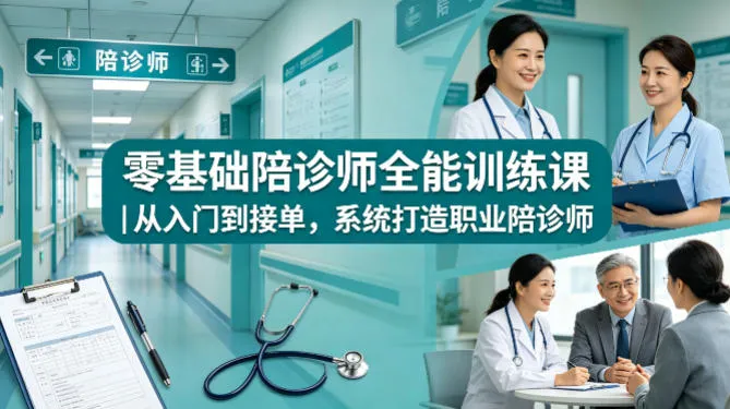 零基础陪诊师全能训练课｜从入门到接单，系统打造职业陪诊师-知云阁资源站