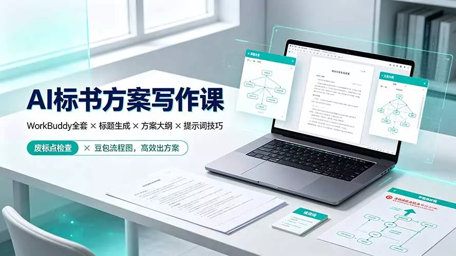 AI标书方案写作课：WorkBuddy全套×标题生成×方案大纲×提示词技巧×废标点检查×豆包流程图，高效出方案-知云阁资源站
